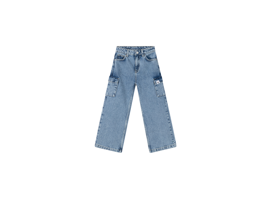 Woven Denim Cargo Pants Denim Blue