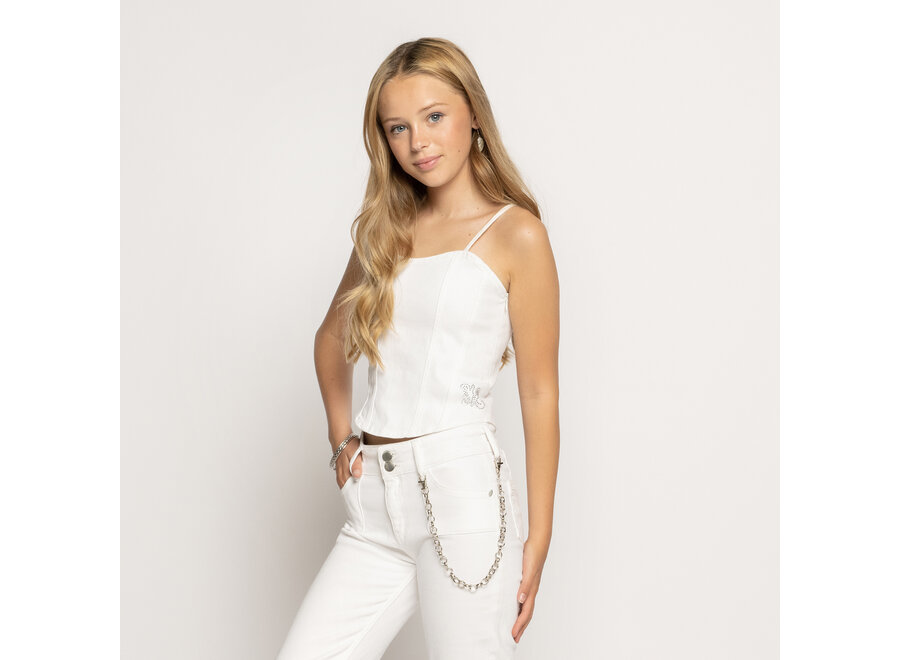 Denim Bustier top Chalk White