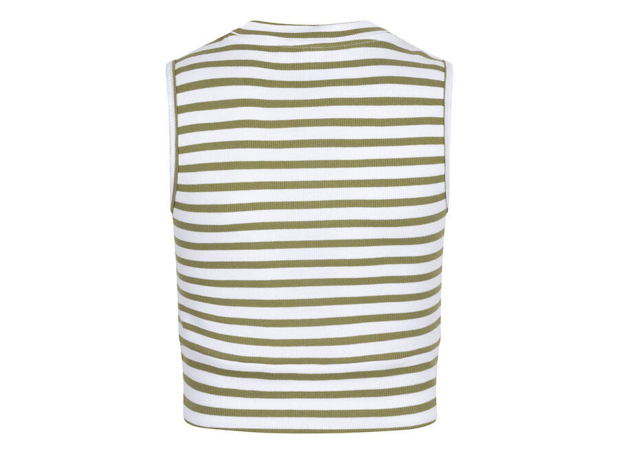 Cropped Striped Singlet White