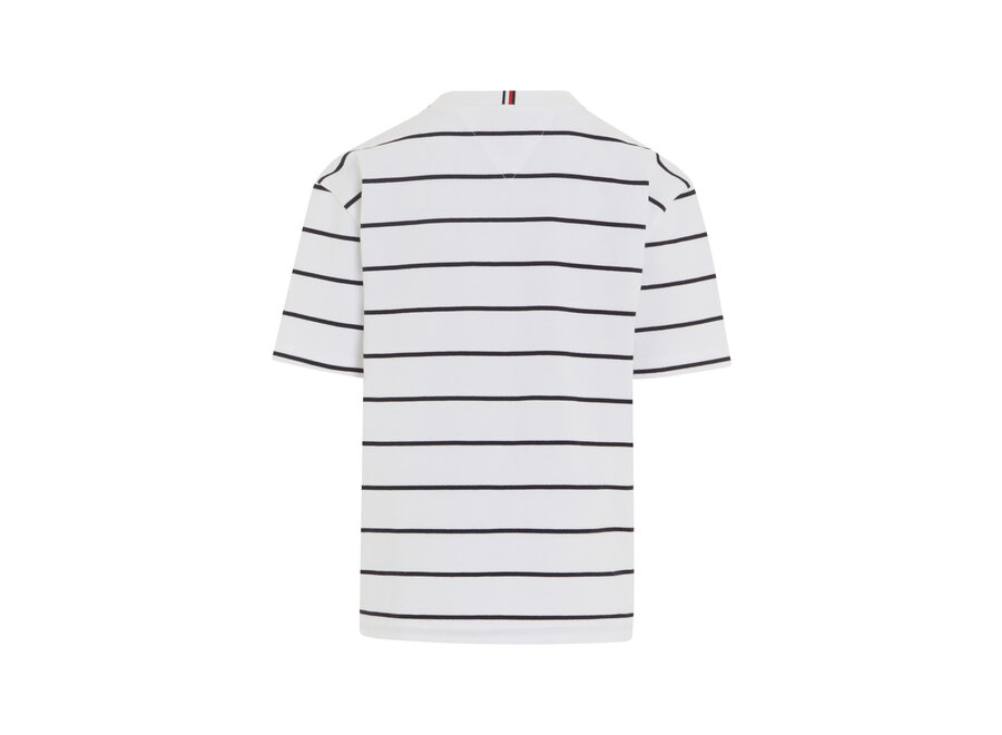 Stripe Tee S/S White Base/Blue Stripe