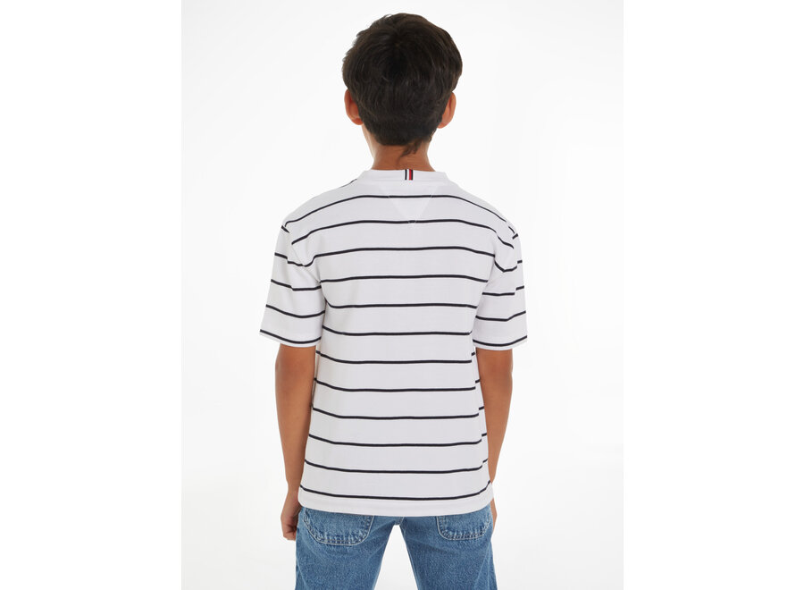 Stripe Tee S/S White Base/Blue Stripe