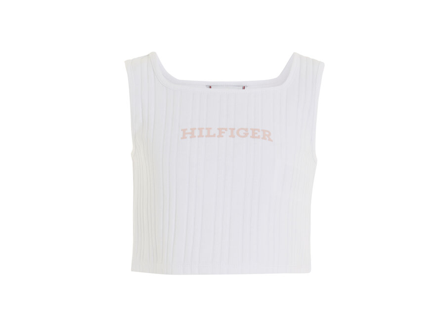 Monotype Rib Knit Top  White