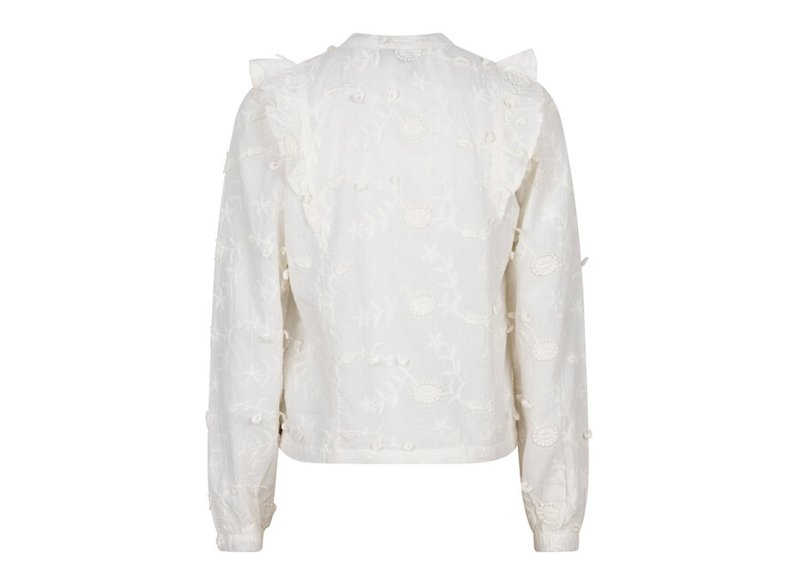 Flower Ruffle Shirt LS Lily White