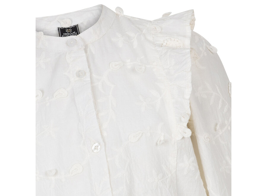 Flower Ruffle Shirt LS Lily White