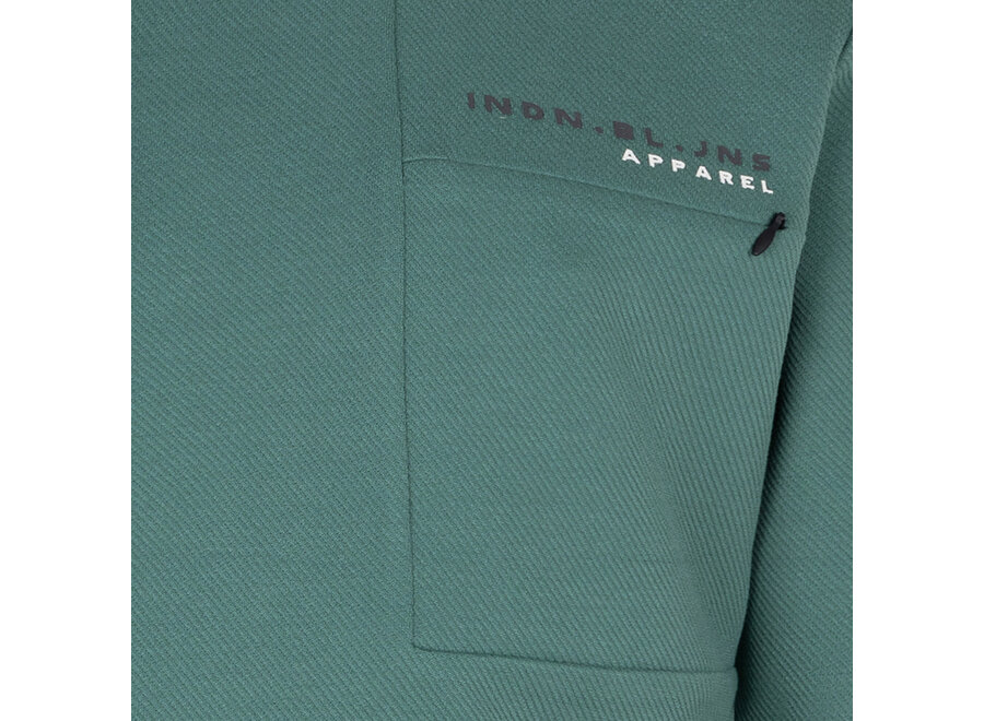 T-Shirt LS Twill Zip Washed Green
