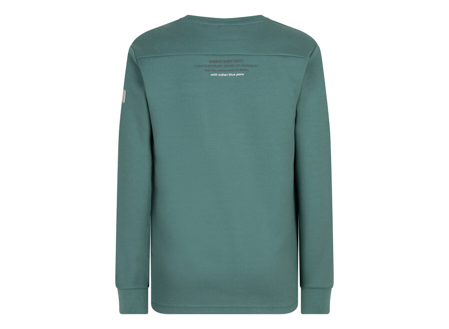 T-Shirt LS Twill Zip Washed Green