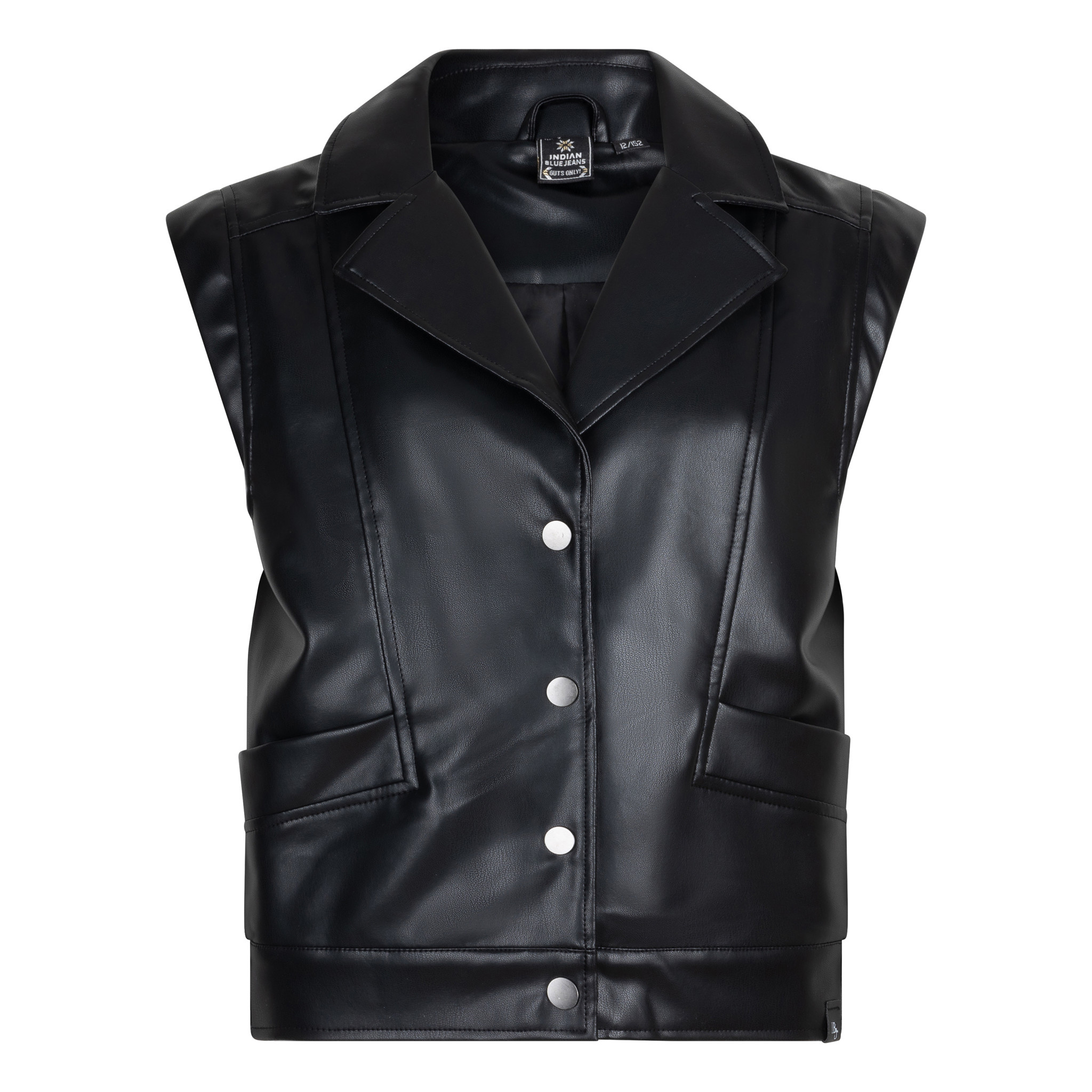Vegan Leather Sleeveless Gilet Black