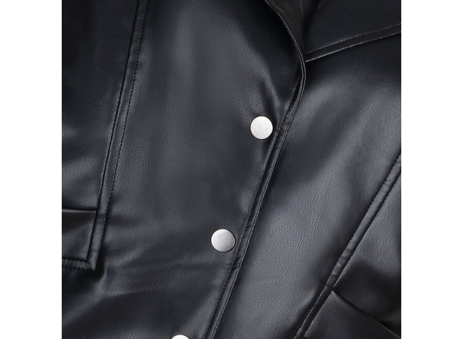 Vegan Leather Sleeveless Gilet Black