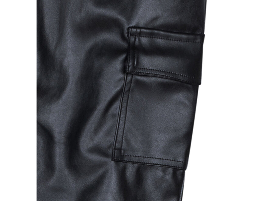 Vegan Leather Cargo Pants Dark Silver