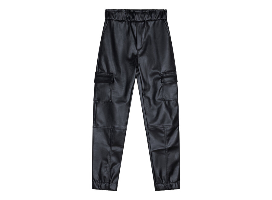 Vegan Leather Cargo Pants Dark Silver