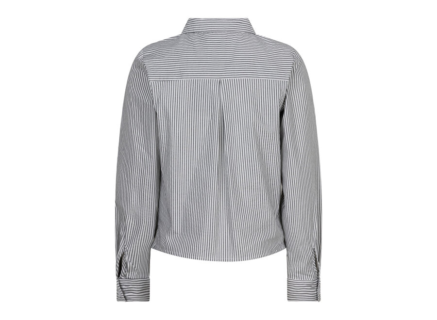 Striped Cropped Shirt LS Lily White