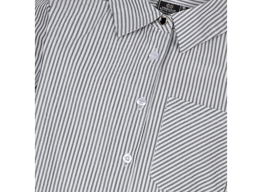 Striped Cropped Shirt LS Lily White