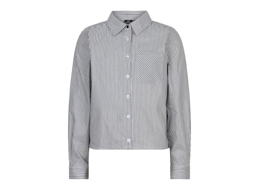 Striped Cropped Shirt LS Lily White