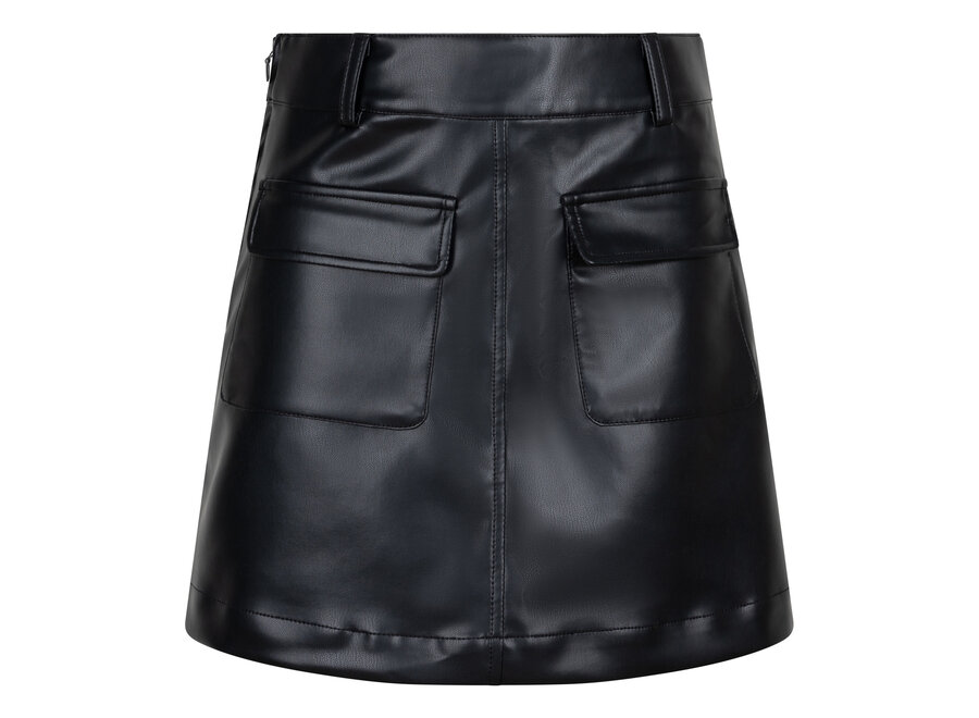 Vegan Leather Cargo Skirt Black