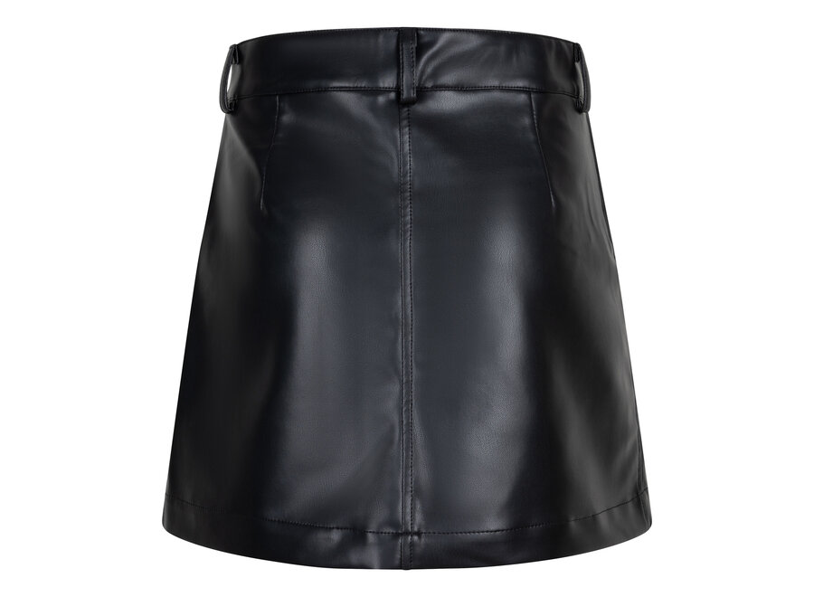 Vegan Leather Cargo Skirt Black