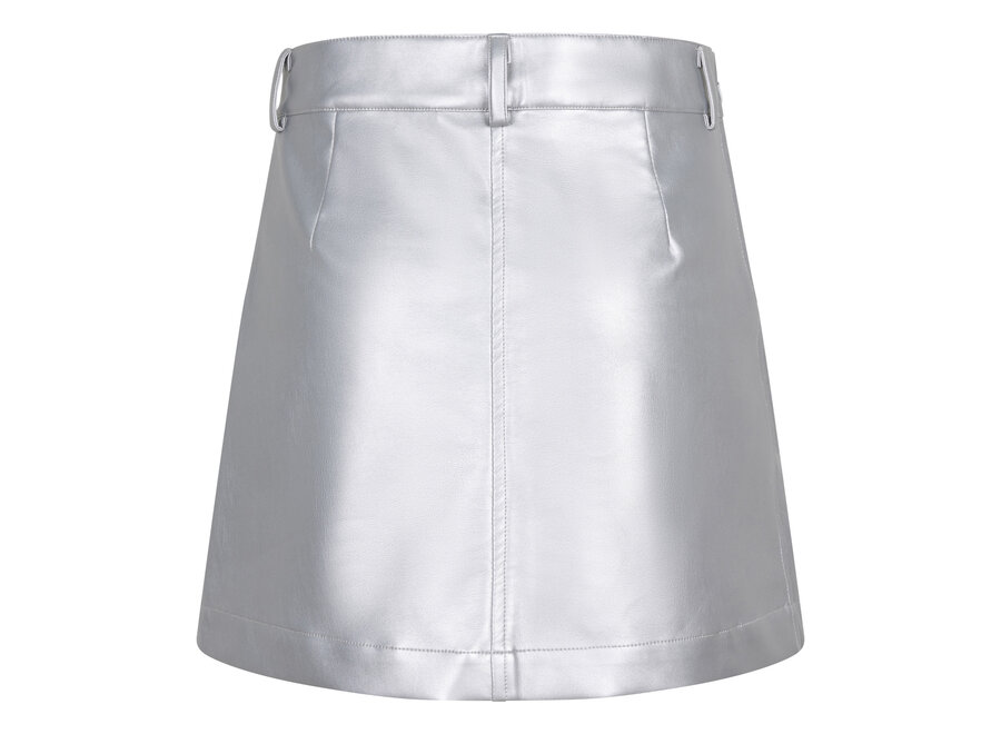 Vegan Leather Skirt Silver