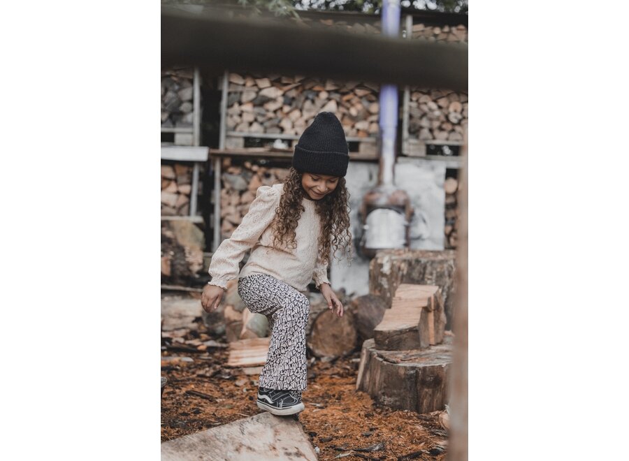 Little printed flare pants Love message