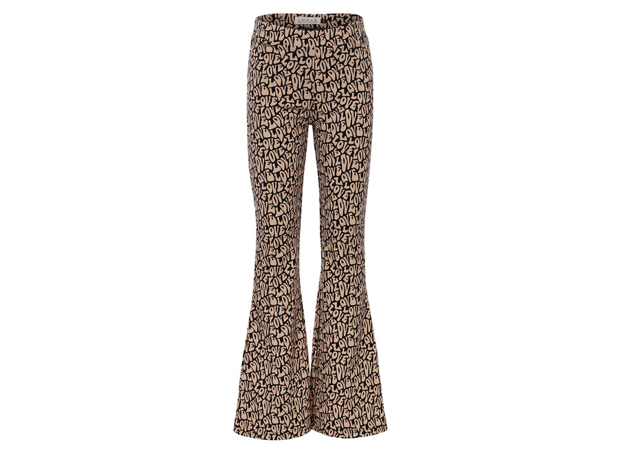 Little printed flare pants Love message