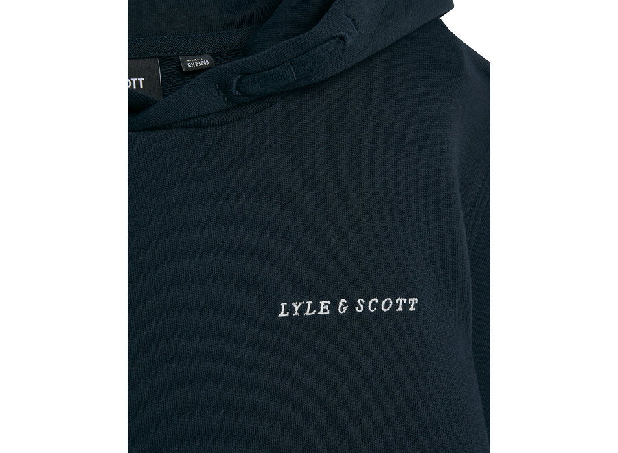 Script Embroidered Hoodie Dark Navy