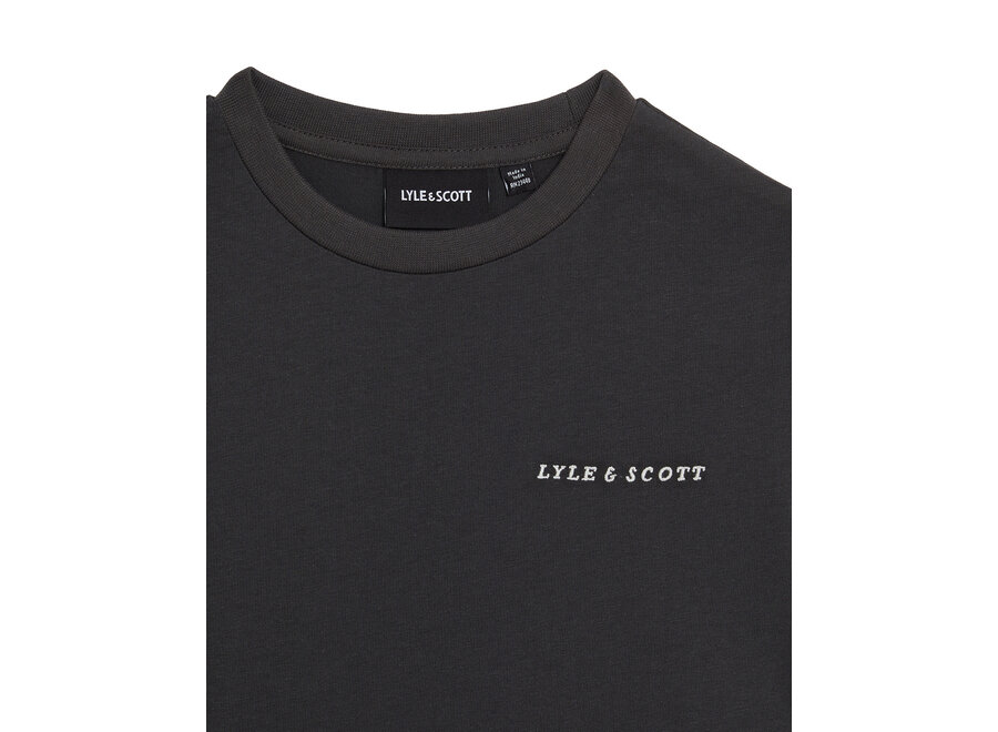 Script Embroidered T-shirt Gunmetal
