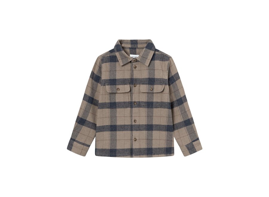 Lennon Check Overshirt Desert Taupe/Dark Navy