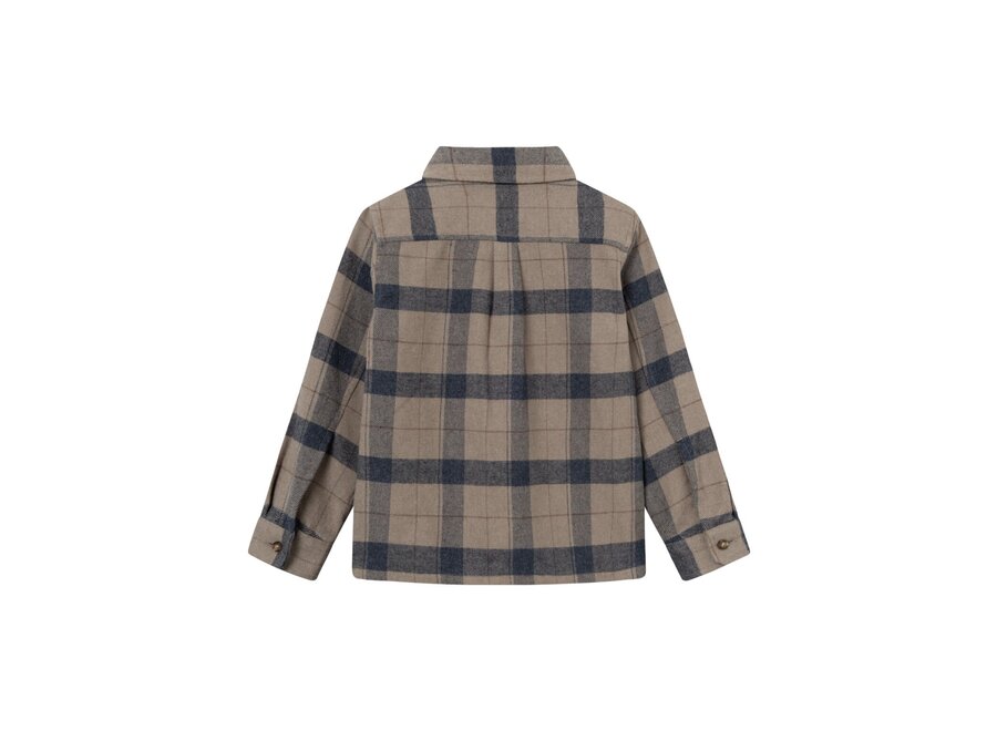Lennon Check Overshirt Desert Taupe/Dark Navy