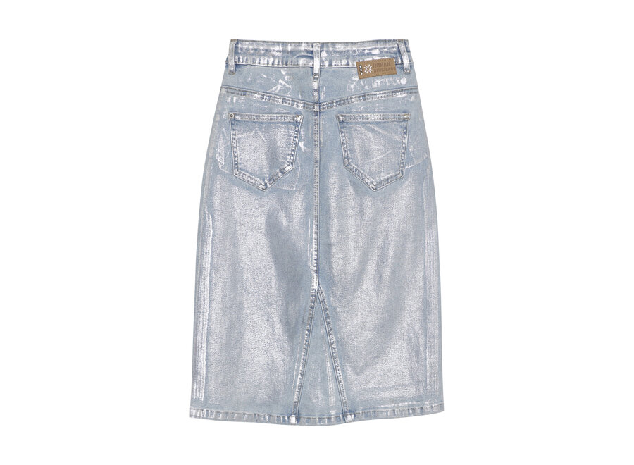 Long Denim Skirt Silver Silver