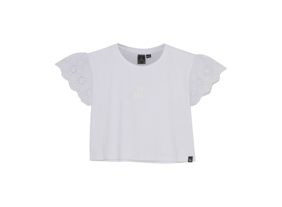 T-shirt Broderie Sleeve  Bright White