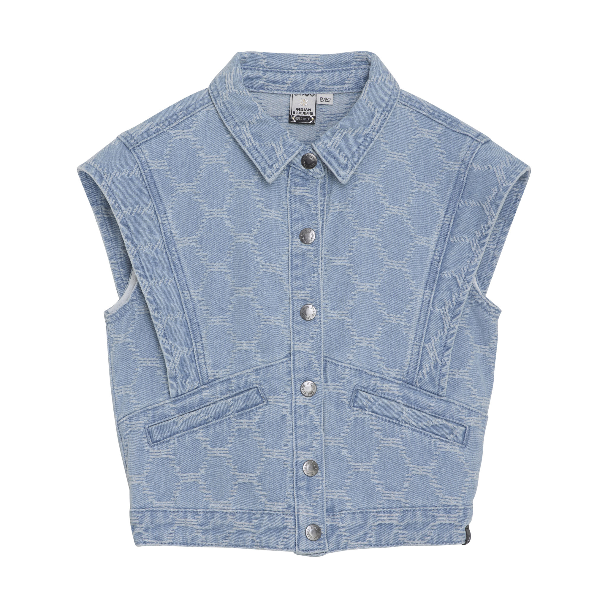 Sleeveless Fancy Denim Gilet Light Denim Blue