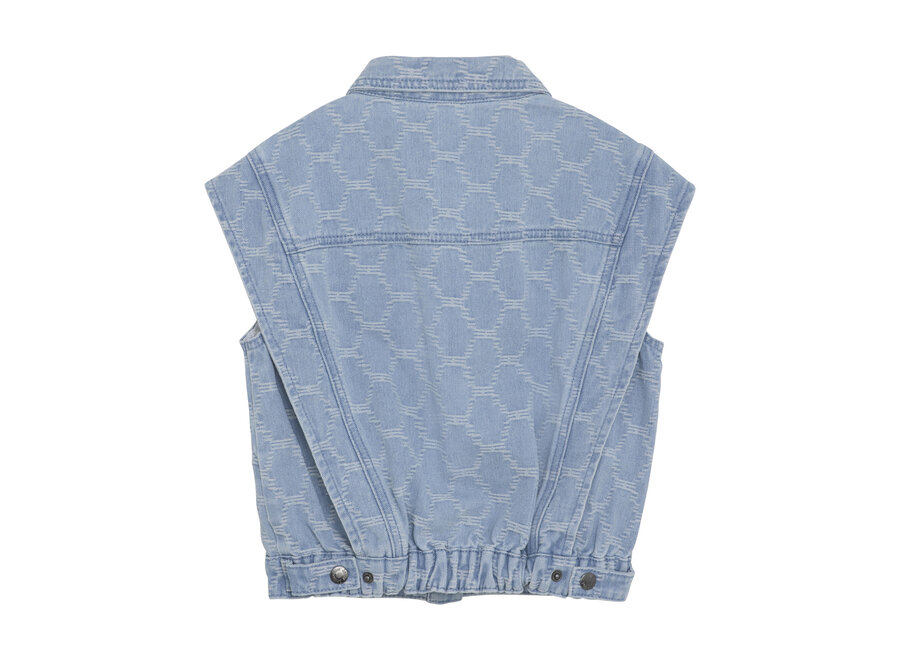 Sleeveless Fancy Denim Gilet Light Denim Blue