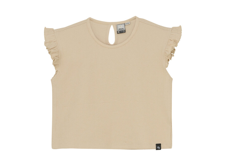 Ruffle Sleeve Cropped Top  Sandshell
