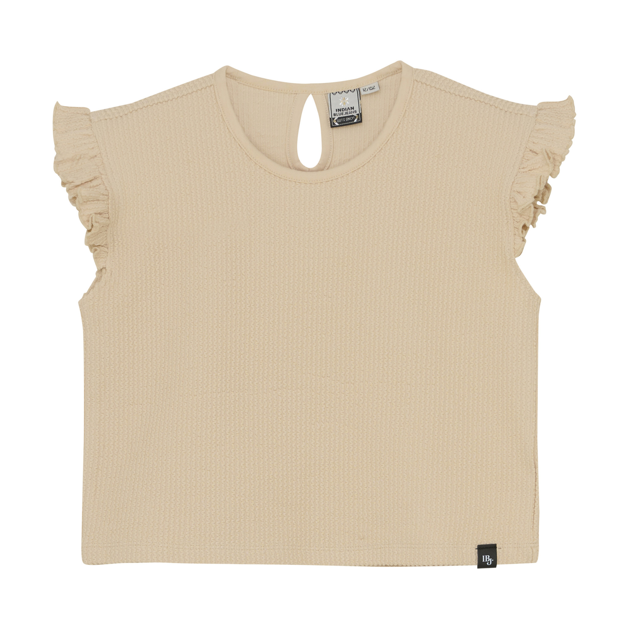 Ruffle Sleeve Cropped Top Sandshell