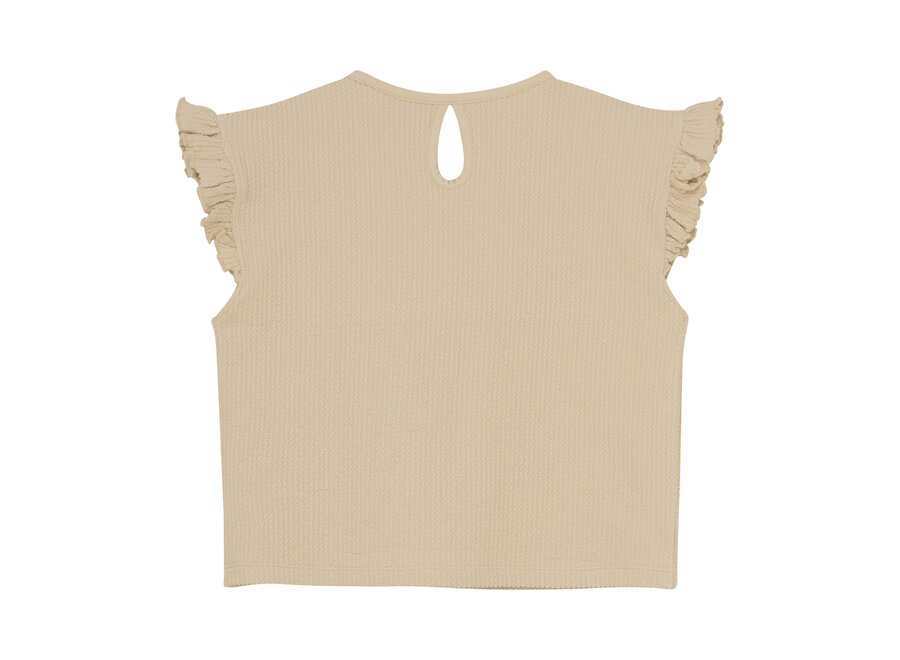 Ruffle Sleeve Cropped Top  Sandshell