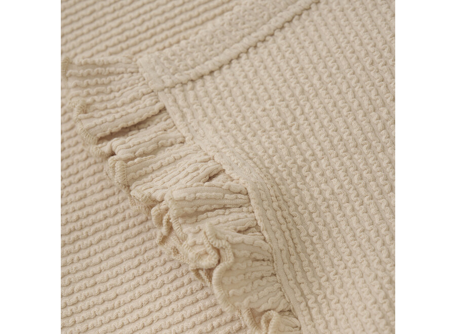 Ruffle Sleeve Cropped Top  Sandshell