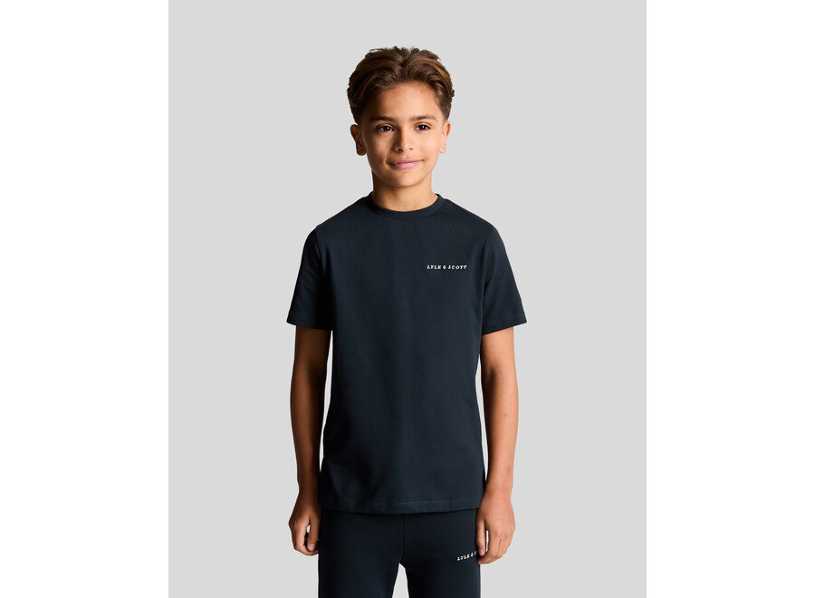 Script Embroidered T-shirt Dark Navy