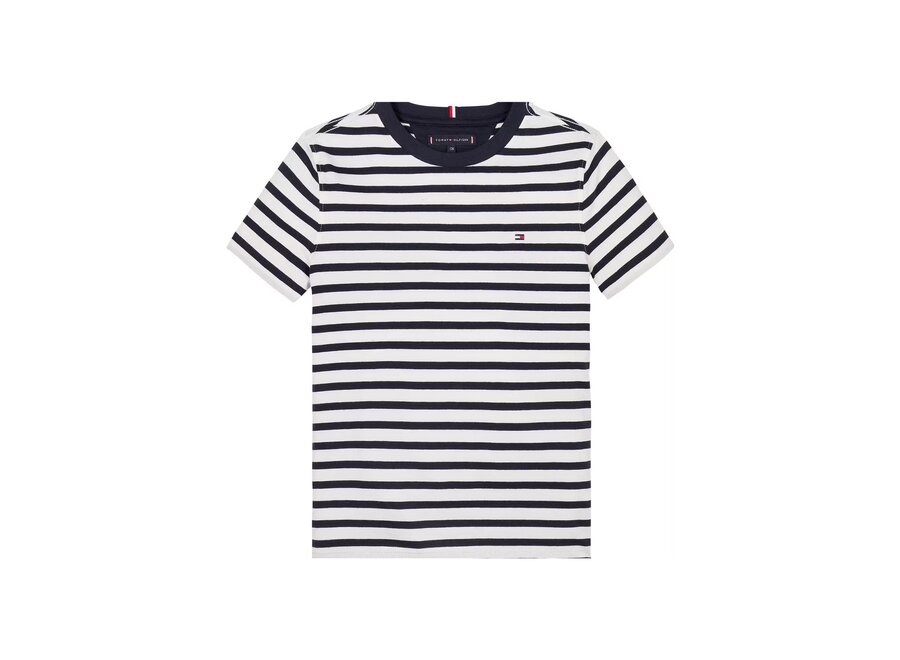 Essential Cotton Reg Dark Night Navy White Breton Stripe