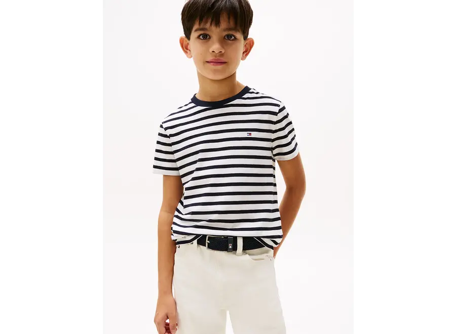 Essential Cotton Reg  Dark Night Navy White Breton Stripe