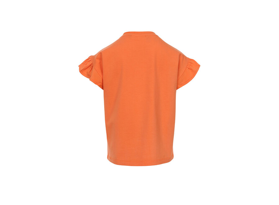 Little T-shirt Ruffled Short Sleeve Tangerine