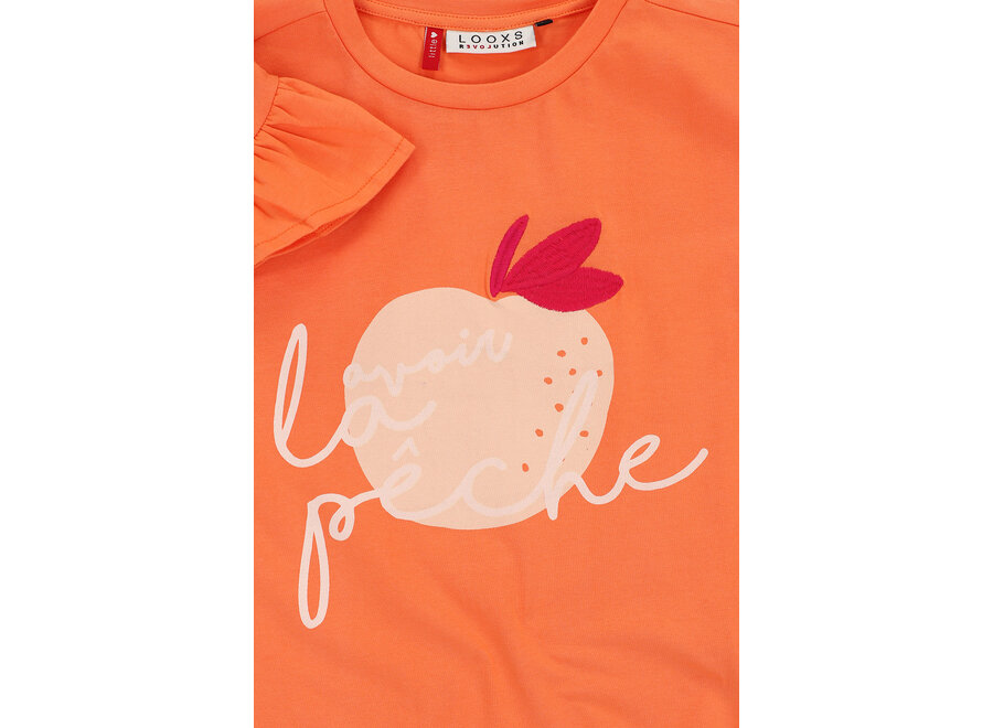 Little T-shirt Ruffled Short Sleeve Tangerine