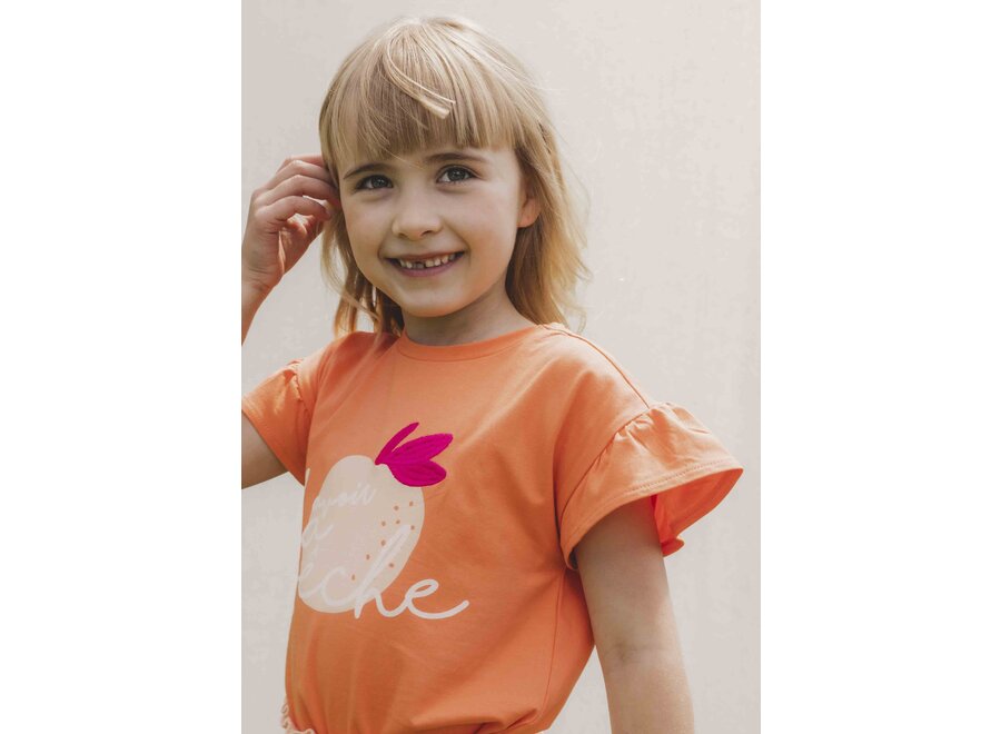 Little T-shirt Ruffled Short Sleeve Tangerine