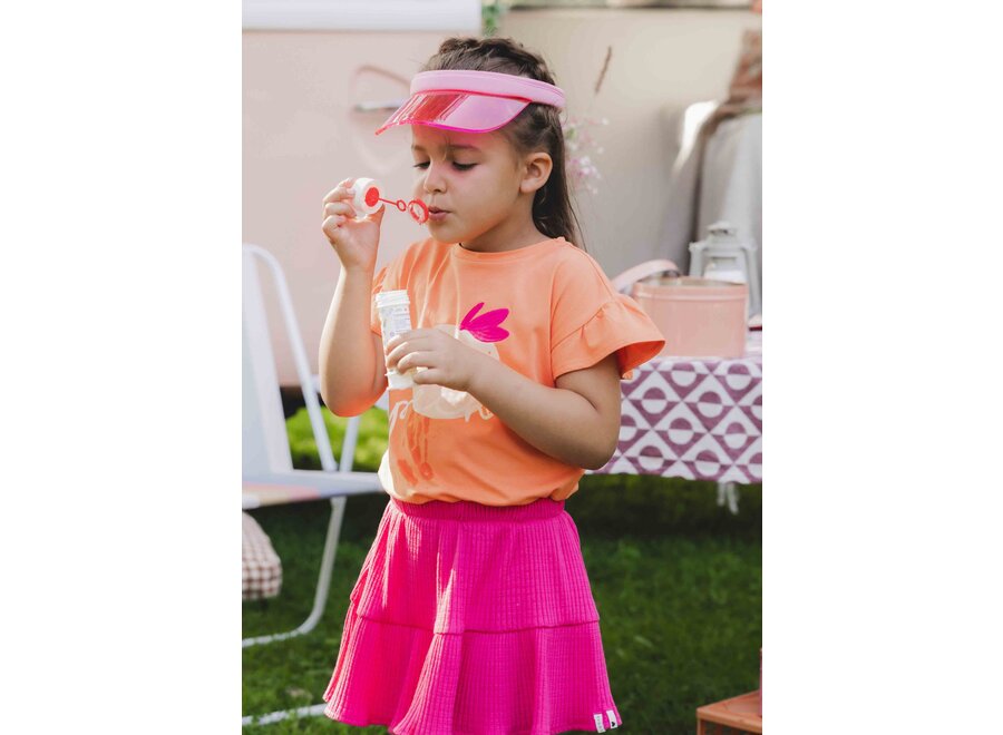 Little T-shirt Ruffled Short Sleeve Tangerine