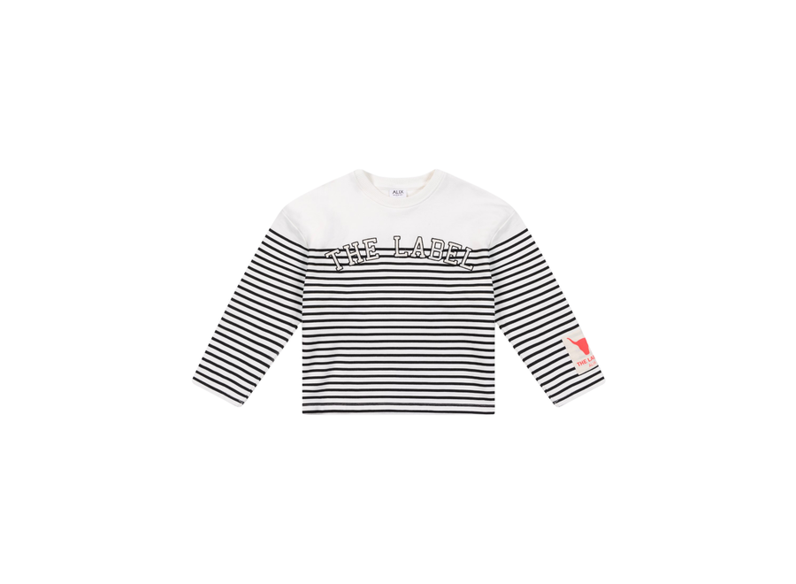 Kids Knitted Striped The Label Sweater Soft White