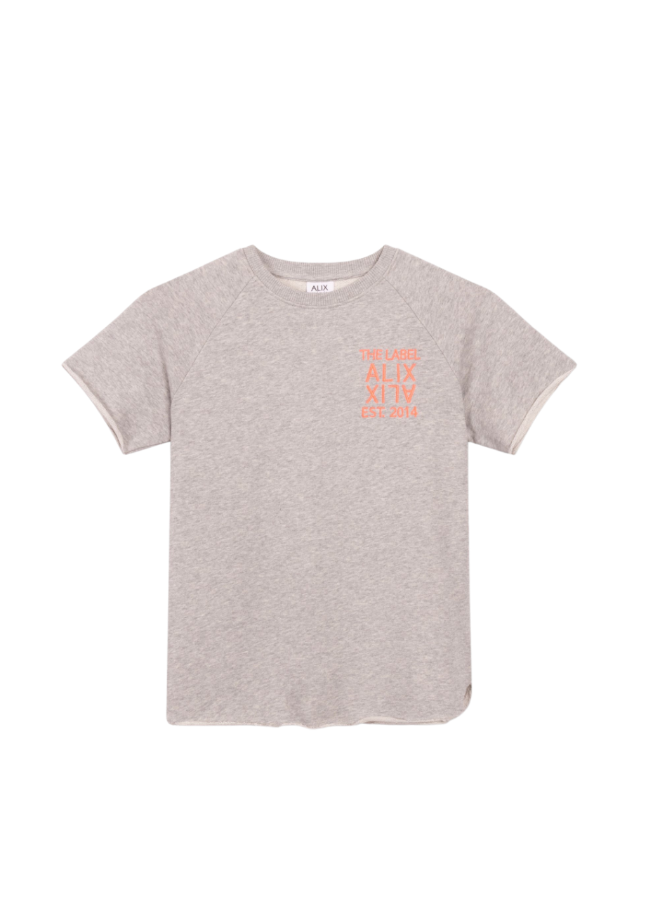 Kids Knitted Sweat T-Shirt Dress Soft Grey Melange