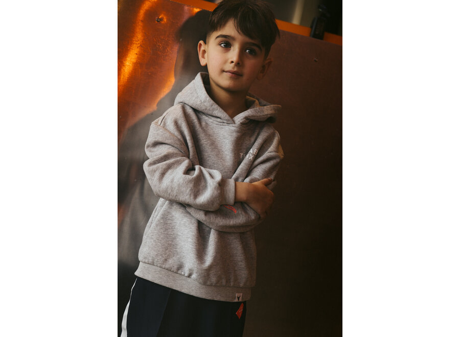 Kids Knitted Hoodie Soft Grey Melange