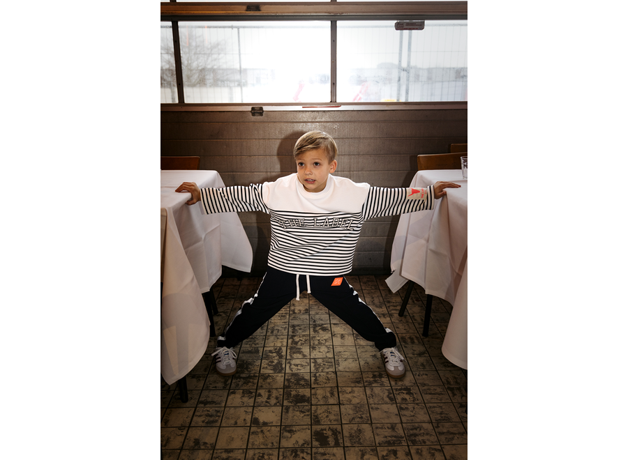 Kids Knitted Striped The Label Sweater Soft White