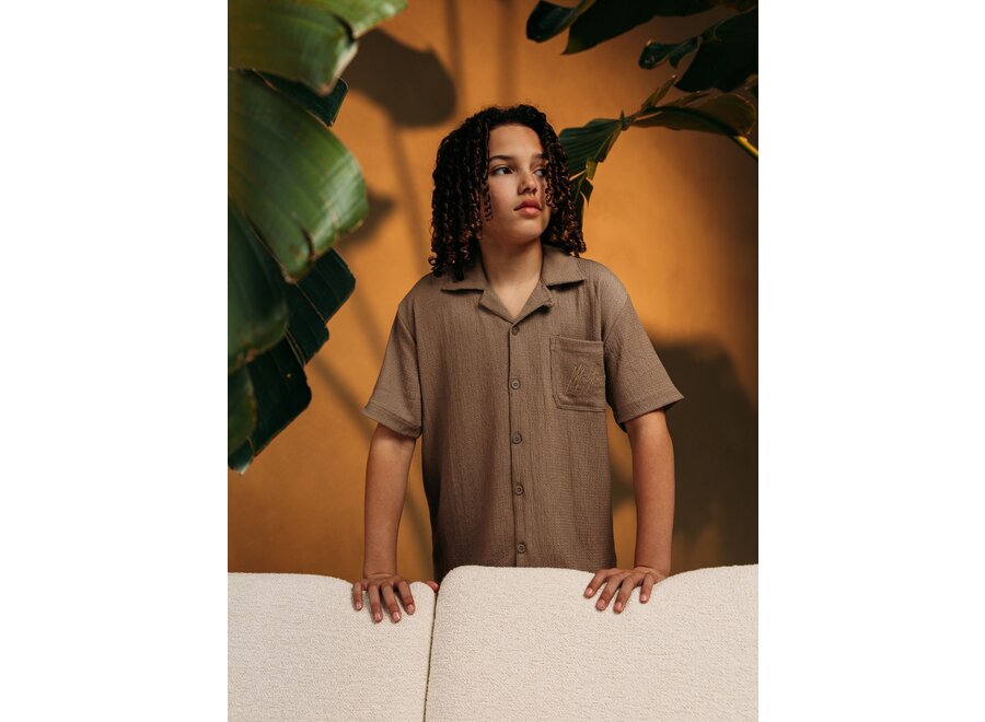 Seersucker Shirt Taupe