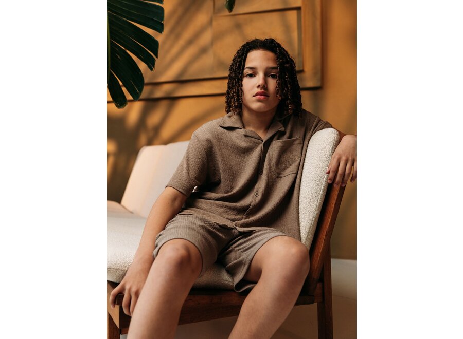 Seersucker Shirt Taupe