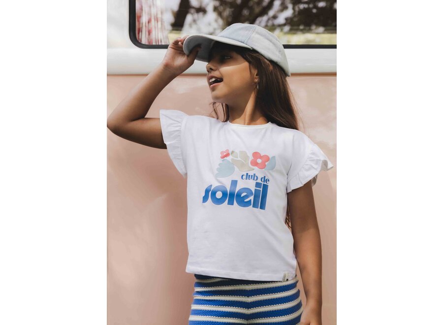 Little T-shirt Ruffled Short Sleeves White
