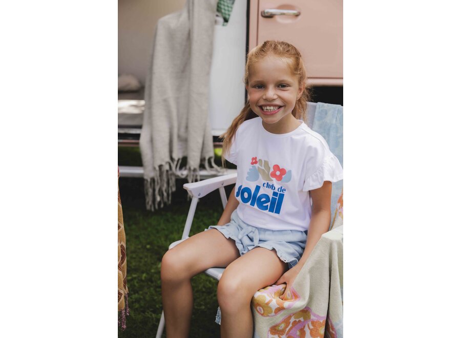 Little T-shirt Ruffled Short Sleeves White