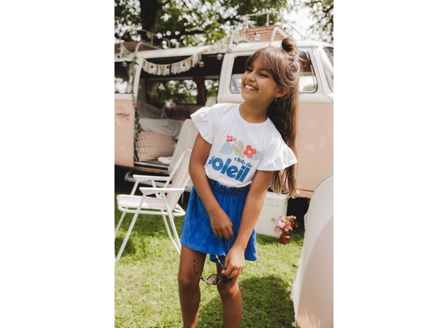 Little T-shirt Ruffled Short Sleeves White